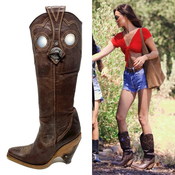 Dior Shoes - Christian Dior 2006 John Galliano Collection Western Brown Leather Boots
